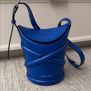 Rare color- Alexander McQueen Vibrant Blue Leather Barrel Bag
